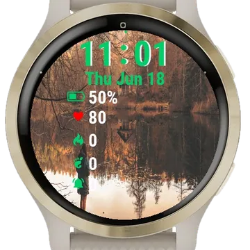 Reflection Trees Water Garmin watch face preview