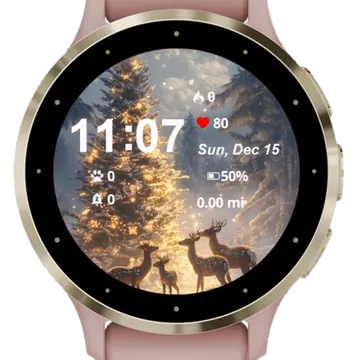 Reindeer Winter Snow Garmin watch face preview
