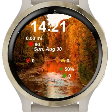 River Fall Season Garmin watch face preview
