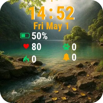 River Woods Trees Rocks Garmin watch face preview