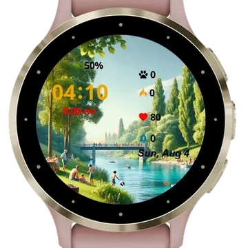 Riverside with clear blue Garmin watch face preview