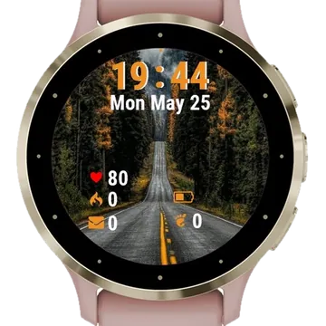 Road Trees Clouds Garmin watch face preview