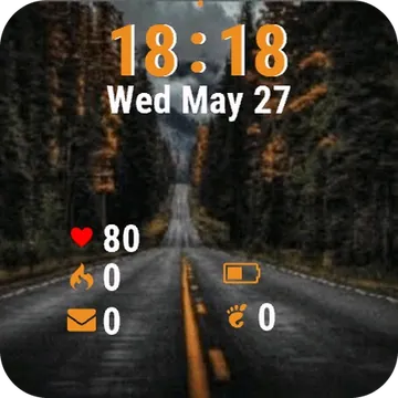 Road Trees Clouds Garmin watch face preview