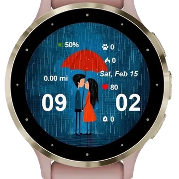 Romance in the Rain Garmin watch face preview