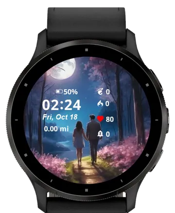 Romance Under the Moon Garmin watch face preview