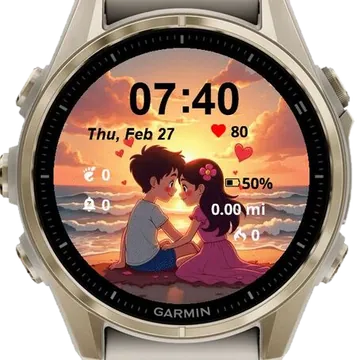 Romantic Beach Moment Garmin watch face preview