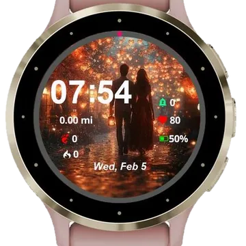 Romantic Heart Couple Garmin watch face preview