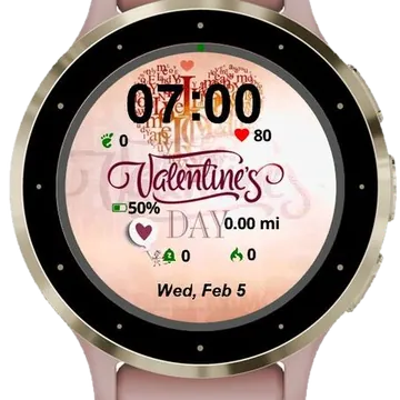 Romantic Valentines Day Garmin watch face preview