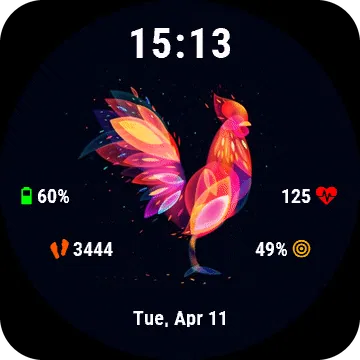 Rooster Garmin watch face preview