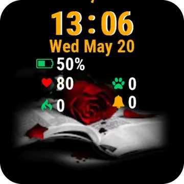 Rose Book Black Garmin watch face preview