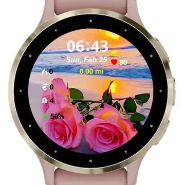 Roses On Beach Garmin watch face preview
