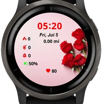 Roses Pink Background Garmin watch face preview