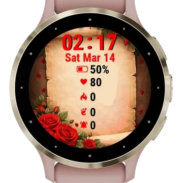 Roses Wooden Table Garmin watch face preview