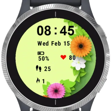 Round Flowers Garmin watch face preview
