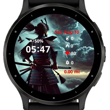 Samurai standing on a cliff Garmin watch face preview