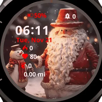Santa and Christmas Snowman Garmin watch face preview