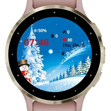 Santa and Deers flying Garmin watch face preview