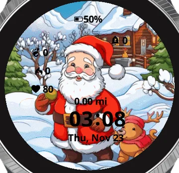 Santa and his friend Garmin watch face preview