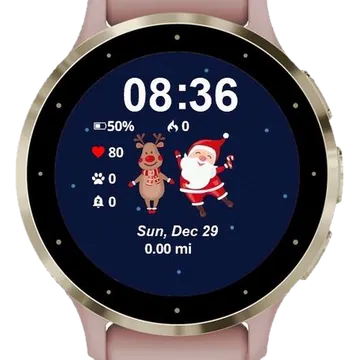 Santa and Reindeer Garmin watch face preview