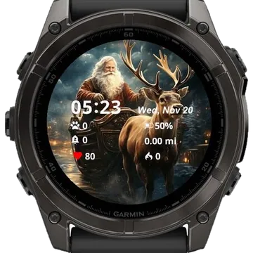 Santa and Reindeer Garmin watch face preview