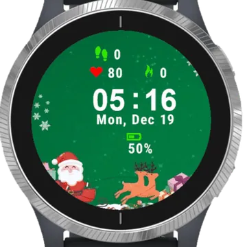Santa and Reindeer Garmin watch face preview