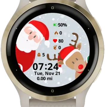Santa and Reindeer Garmin watch face preview