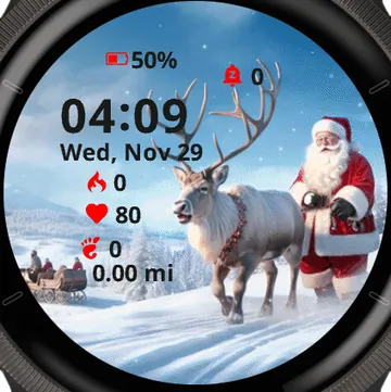 Santa and Rudolph in Wonderland Garmin watch face preview