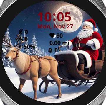Santa and Rudolph Garmin watch face preview