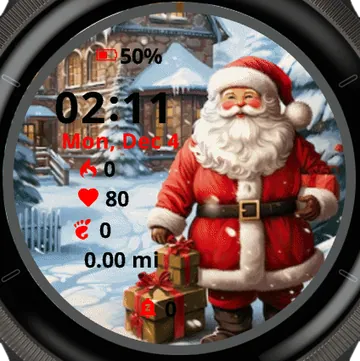 Santa Claus colorful Garmin watch face preview