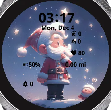 Santa Claus dreaming Garmin watch face preview
