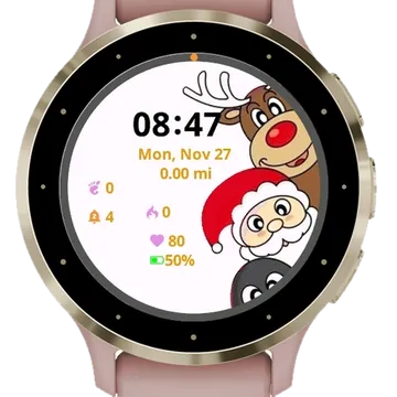 Santa Claus Reindeer Garmin watch face preview