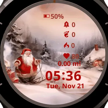 Santa Claus snowy landscape Garmin watch face preview