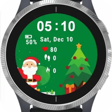 Santa Claus With Gift Garmin watch face preview