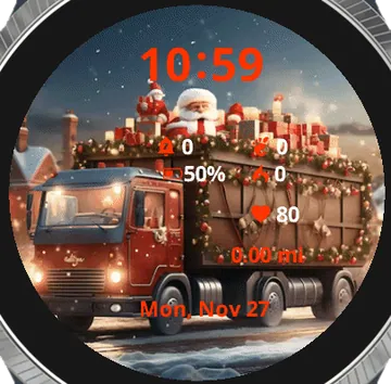 Santa Claus with Gifts Garmin watch face preview