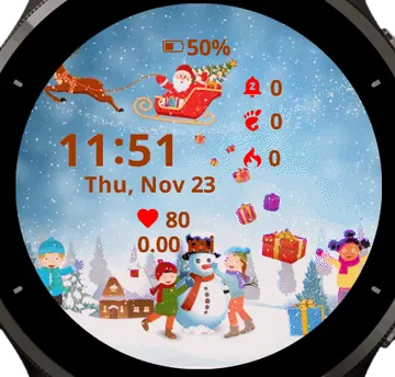Santa fly over us Garmin watch face preview
