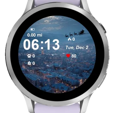 Santa Flying Over City Garmin watch face preview
