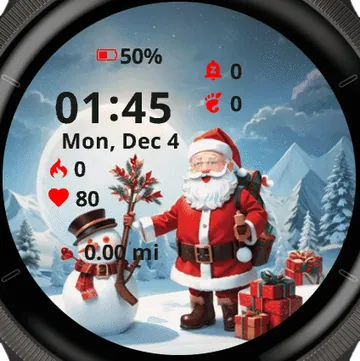 Santa full moon Garmin watch face preview
