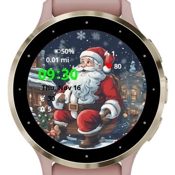 Santa is tired Garmin watch face preview
