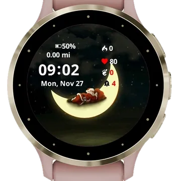 Santa on Moon Garmin watch face preview