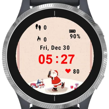 Santa on skates Garmin watch face preview