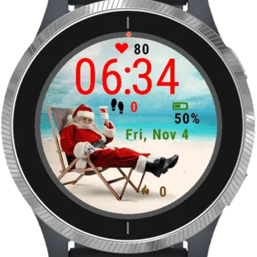 Santa On The Beach Garmin watch face preview