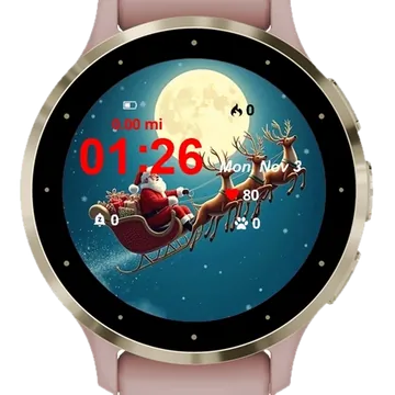 Santa Reindeer Garmin watch face preview