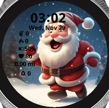 Santa Running Garmin watch face preview
