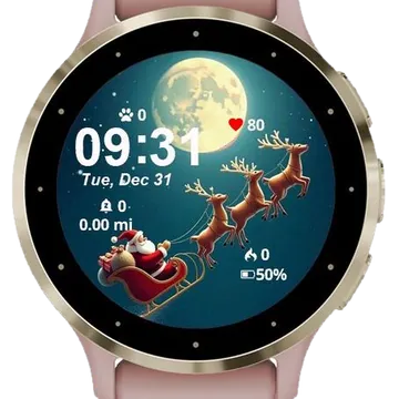 Santa Sky Rides Garmin watch face preview