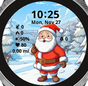 Santa Snowy Forest Garmin watch face preview