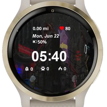 Scene City Night People Walking Garmin watch face preview