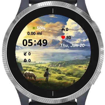 Scene with Mountains Garmin watch face preview