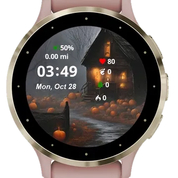 Scene With Pumpkins Spooky Garmin watch face preview