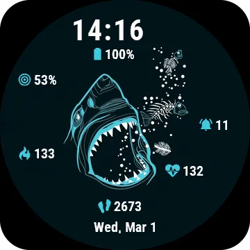 Shark Garmin watch face preview