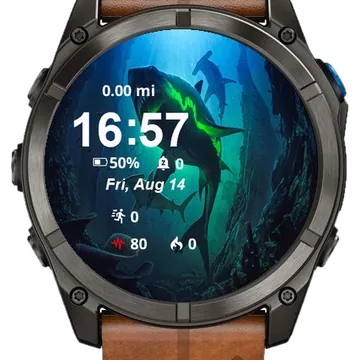 Shark Swimming Water Garmin watch face preview
